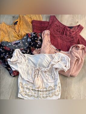 🌸 Boho-Chic Bundle: 5 American Eagle Outfitters Blouses | Sizes XXS–S summer